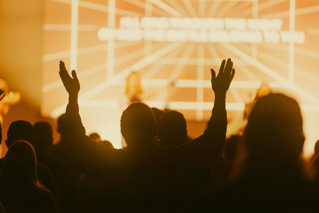 Church worship service with audio being captured